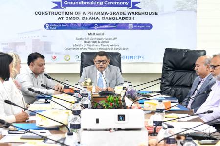 বাংলাদেশের স্বাস্থ্যপণ্য সরবরাহ ব্যবস্থা শক্তিশালী করতে  ফার্মা গ্রেড ওয়্যারহাউজের ভিত্তিপ্রস্তর স্থাপন করলেন স্বাস্থ্যমন্ত্রী